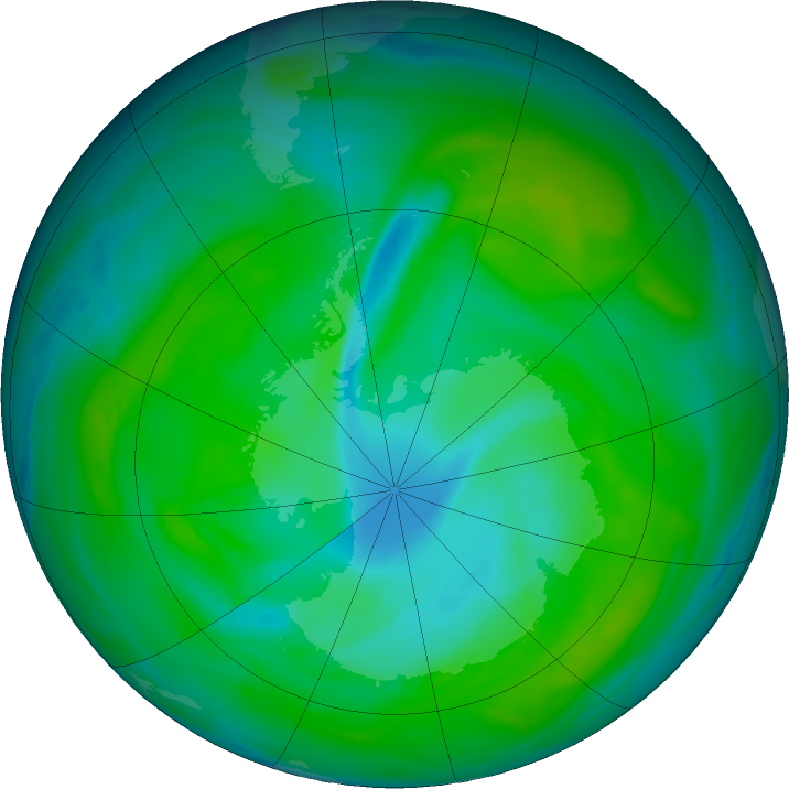 Antarctic ozone map for 20 December 2018